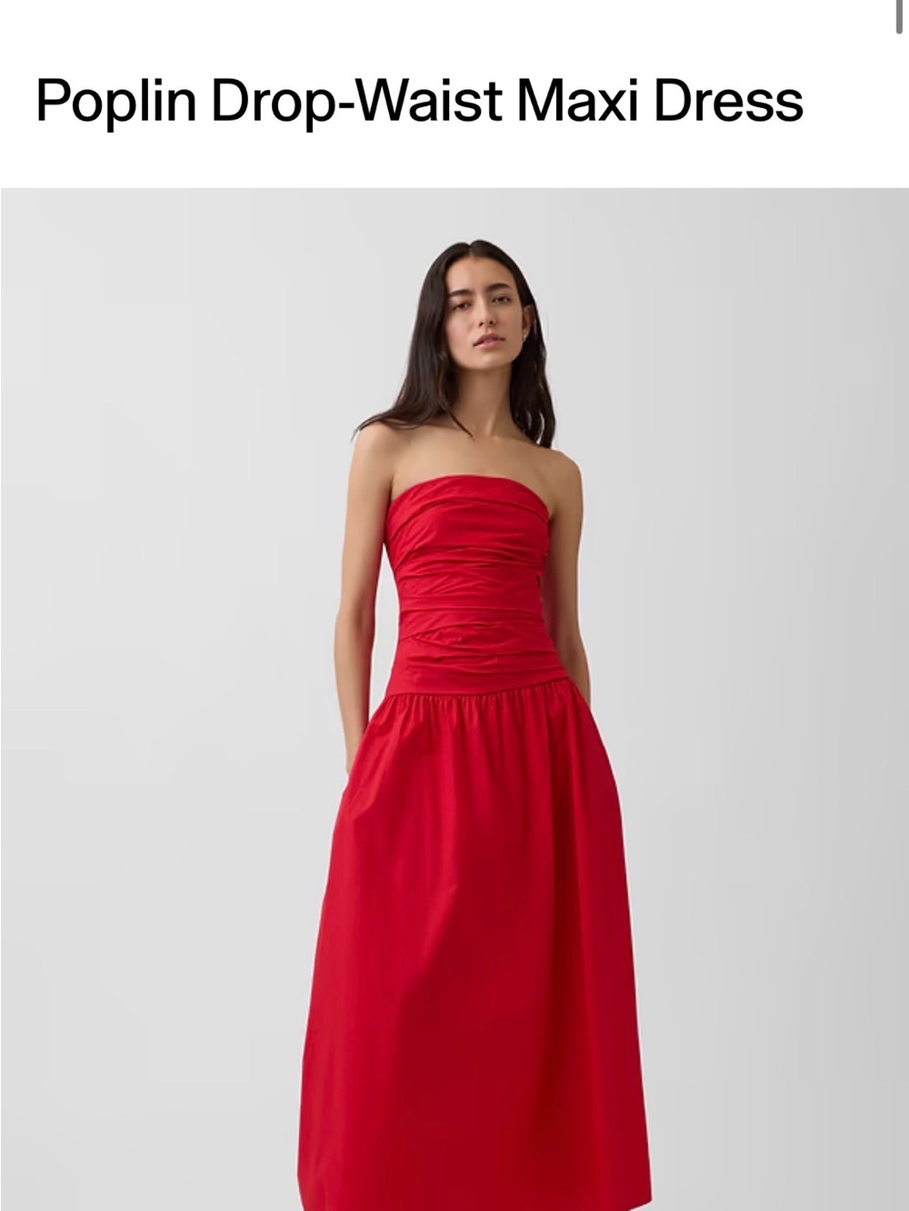 Gap Poplin Drop-Waist Maxi Dress - Red